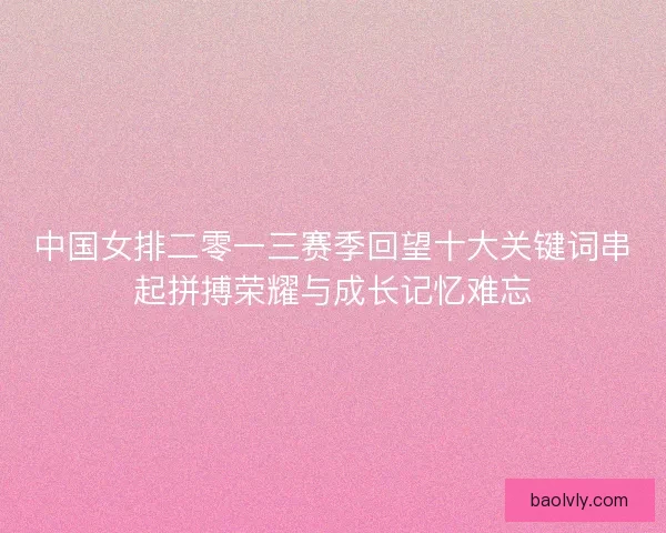 中国女排二零一三赛季回望十大关键词串起拼搏荣耀与成长记忆难忘