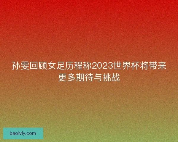 孙雯回顾女足历程称2023世界杯将带来更多期待与挑战